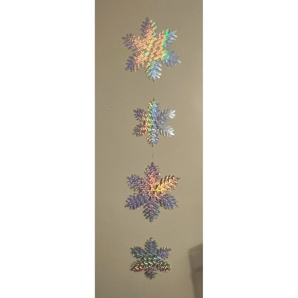 New (5) Packages Of Large Holographic Snowflake Garland 55